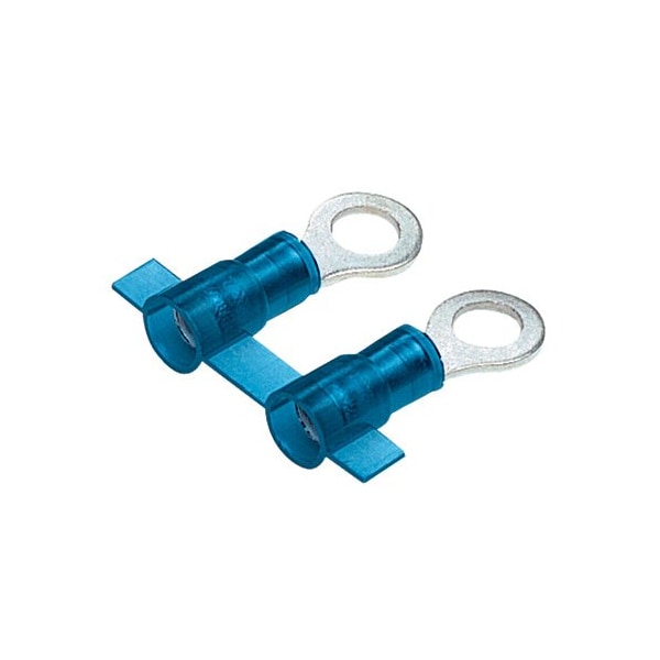 Ring Terminal, 1/4 in Stud Size, 14 AWG, 600 V, Nylon Insulated, Blue, Crimp Termination Only